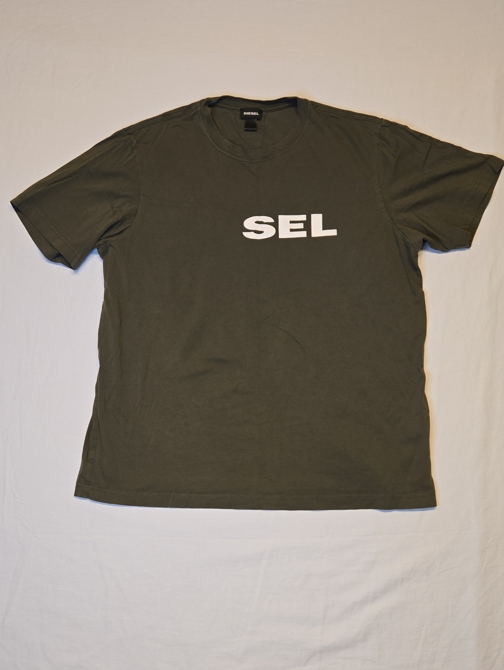 Diesel Olive Green Half Spellout Logo Short Sleeve Crewneck T-Shirt